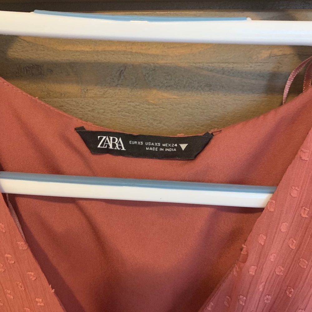 NEW Zara Pink Dotted Mesh Wrap Dress - Picture 4 of 6